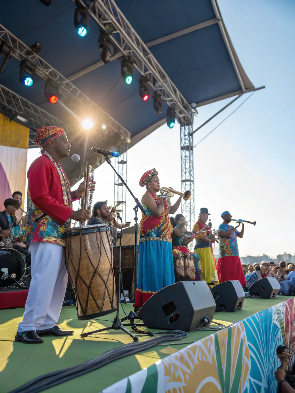 A photo of a community gathering during a traditional music performance organized by La Chouette, highlighting cultural exchange and community spirit.
